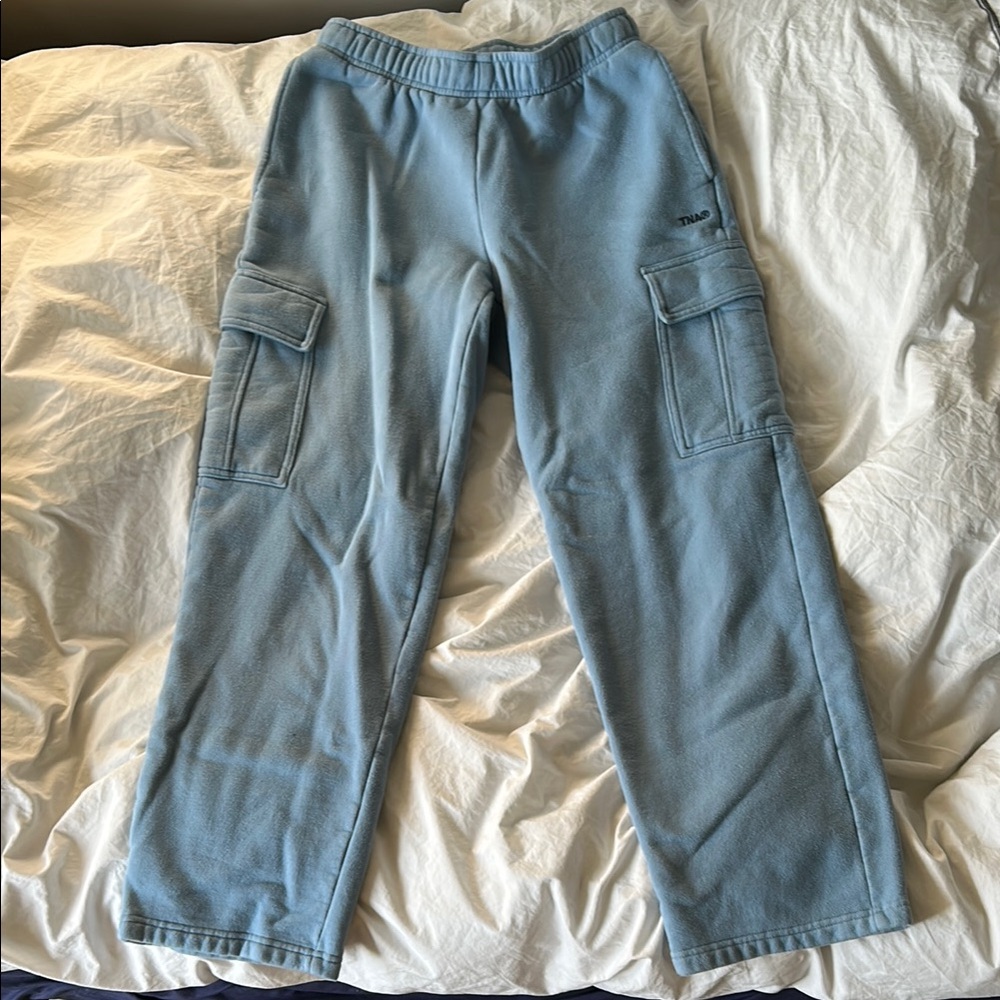 Aritzia Light Blue Fleece Cargo Joggers